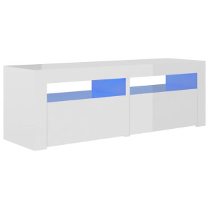 Szafka TV z oświetleniem LED, biała, wysoki połysk, 120x35x40cm