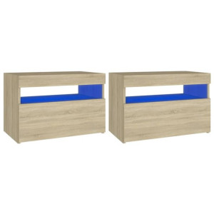 Szafki TV z oświetleniem LED, 2 szt., dąb sonoma, 60x35x40 cm