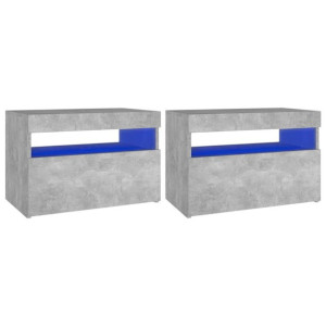 Szafki TV z LED, 2 szt., szarość betonu, 60x35x40 cm