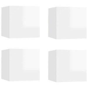 Wiszące szafki TV, 4 szt., wysoki połysk, białe, 30,5x30x30 cm