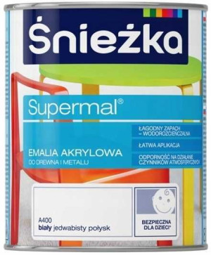 ŚNIEŻKA Supermal Emalia akrylowa biały połysk 0,8L