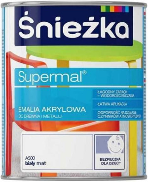 Śnieżka Supermal Emalia Akrylowa Biały Mat 0,8l