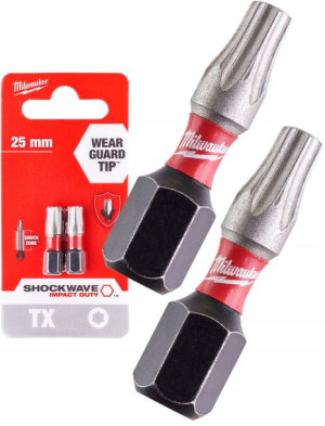 BIT udarowy T10x25mm 1/4' 2szt Shockwave Milwaukee