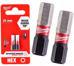 BIT udarowy Hex12x25mm 1/4' 2szt Impact Milwaukee