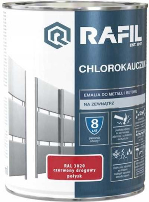 Rafil Chlorokauczuk Czerwony Drogowy Połysk 0,9l