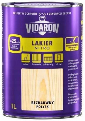 VIDARON Lakier do drewna NITRO bezbarwny POŁYSK 1l
