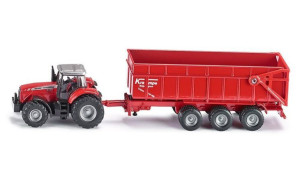 SIKU 1844 Traktor Massey Ferguson z Przyczepą
