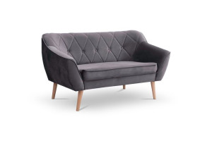 SOFA 2os. Kanapa Skandynawski styl drewniane nóżki szary velvet