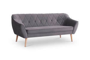 SOFA 3os. Kanapa Skandynawski styl drewniane nóżki szary velvet