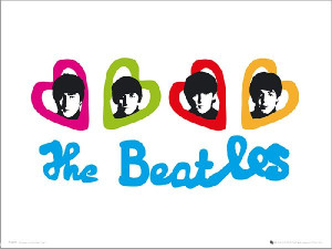 The Beatles Love Hearts - plakat premium 50x40 cm