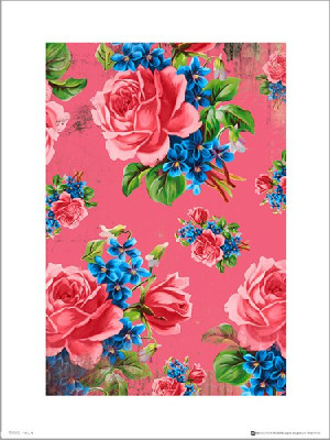 Vintage Flowers Pink - plakat premium 40x50 cm