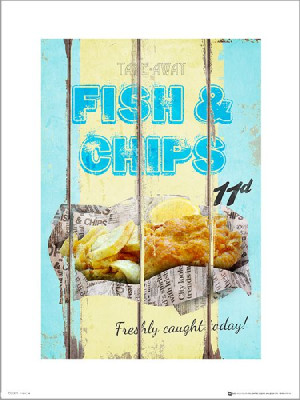 Fish & Chips Vintage - plakat premium 40x50 cm