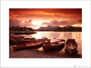 Tom Mackie Sunset Boats - plakat premium 50x40 cm