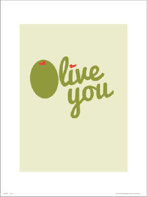 Typographic Olive You - plakat premium 40x50 cm