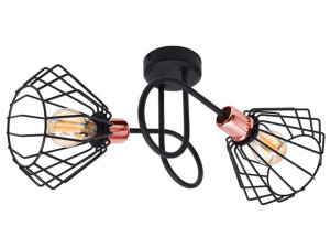 Lampa sufitowa stylowa czarna z miedzią 2 Kali 1412 LOFT LED