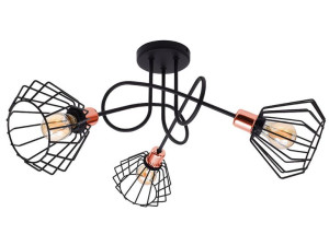Lampa sufitowa stylowa czarna z miedzią 3 Kali 1413 LOFT LED