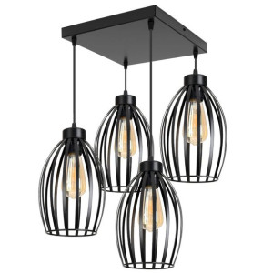 Lampa sufitowa loftowa z 4 abażurami Cosmo 2234_02 czarny