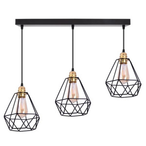 Lampa sufitowa 3 z abażurami drucianymi 2223