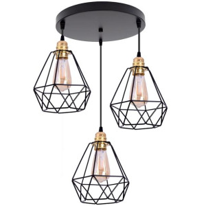 Lampa sufitowa z 3 abażurami drucianymi 2226