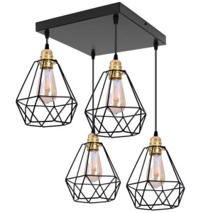 Lampa sufitowa 4 z abażurami drucianymi 2224