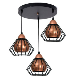 Lampa sufitowa Gama 3 klosze druciane 3w1 loft 1406k