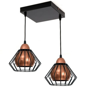 Lampa sufitowa Gama 2 klosze druciane 3w1 loft 1402k