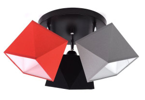 Lampa sufitowa Tola 3 abażury kolorowe z regulacją diament 1106