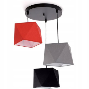 Lampa sufitowa Tola 3 abażury kolorowe z regulacją na kablu diament 1106-k