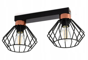 Lampa sufitowa Rega 2 klosze druciane loft 1307