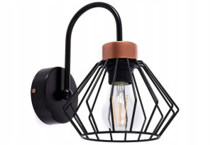 Lampa ścienna, kinkiet Rega 1 klosz druciany loft 1308