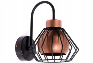 Lampa ścienna Gama 1 klosz druciany 3w1 loft 1408