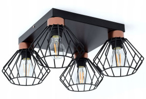 Lampa sufitowa Rega 4 klosze druciane loft 1304