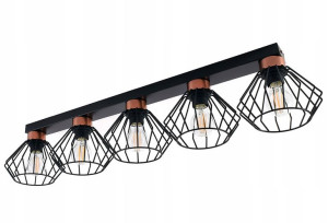 Lampa sufitowa Rega 5 kloszy drucianych loft 1305