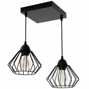 Lampa sufitowa Kali 2 klosze druciane z regulacją na kablu 1302k