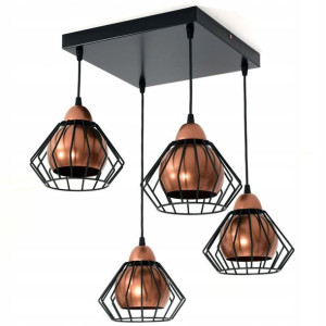 Lampa sufitowa Gama 4 klosze druciane 3w1 loft 1404k