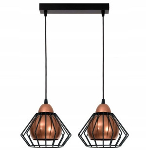 Lampa sufitowa Gama 2 klosze druciane 3w1 loft 1402bk