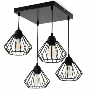 Lampa sufitowa Kali 4 klosze druciane z regulacją na kablu 1304k