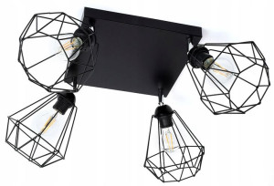 Żyrandol, lampa sufitowa 4 klosze druciane