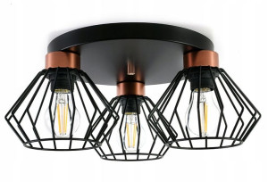 Lampa sufitowa Rega 3 klosze druciane loft 1303