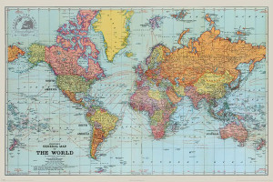 Stanford Mapa Świata 1938 rok - plakat 91,5x61 cm