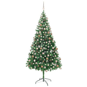 Lumarko Sztuczna choinka z lampkami LED i bombkami, 210 cm, 910 gałązek