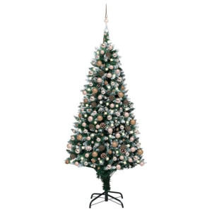 Lumarko Sztuczna choinka z LED, bombkami i szyszkami, 210 cm