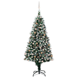 Lumarko Sztuczna choinka z LED, bombkami i szyszkami, 240 cm
