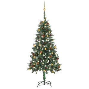 Lumarko Sztuczna choinka z lampkami LED i bombkami, 150 cm