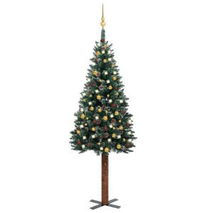 Lumarko Smukła choinka z lampkami LED i bombkami, zielona, 180 cm