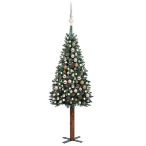 Lumarko Smukła choinka z lampkami LED i bombkami, zielona, 210 cm
