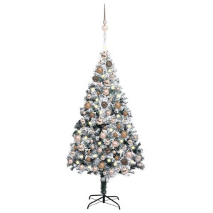 Lumarko Sztuczna choinka z LED i zestawem bombek, zielona, 180 cm, PVC