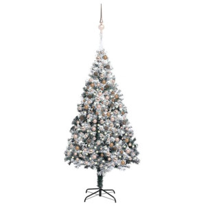 Lumarko Sztuczna choinka z LED i bombkami, zielona, 240 cm, PVC