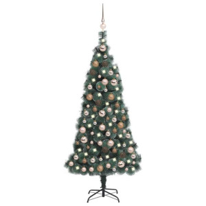 Lumarko Sztuczna choinka z LED i bombkami, zielona, 150 cm, PVC i PE