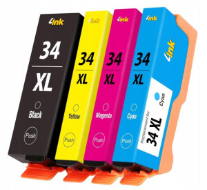 4x Tusz 34xl Do Epson Workforce Wf-3720 Wf-3725